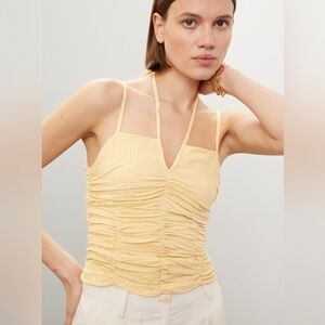 ($145 retail) YERSE Top yellow viscose & cotton Halter Top size XS